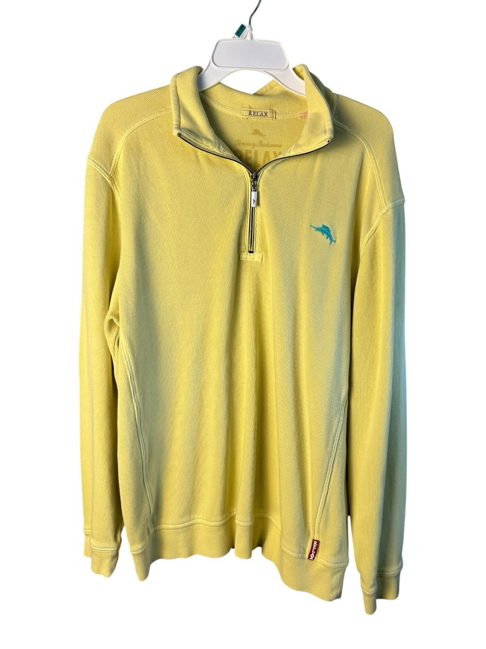 Tommy Bahama Yellow Cotton Quarter-Zip Pullover Size Large